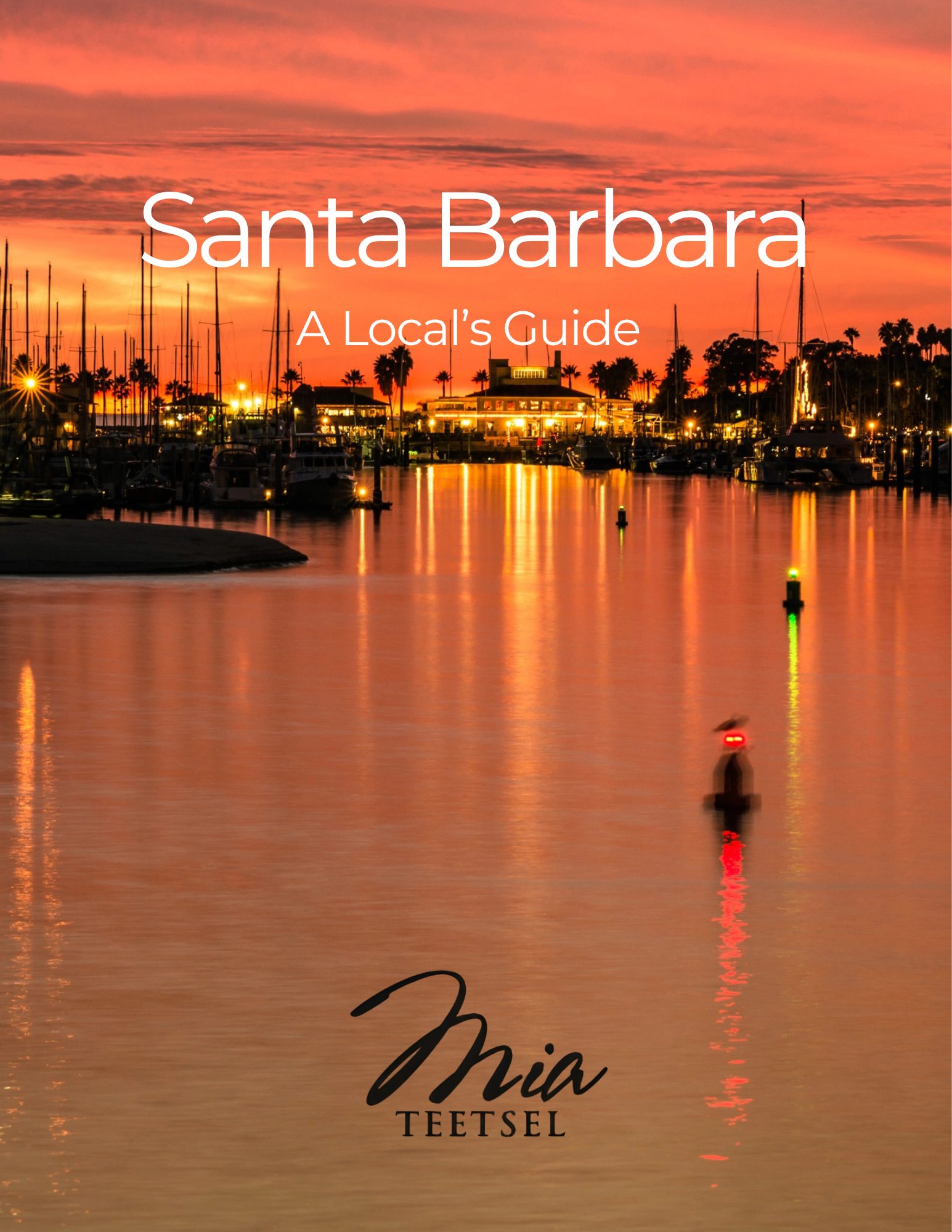 Santa Barbara harbor at sunset